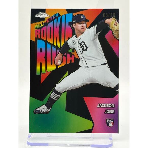 2025 Topps Chrome Jackson Jobe All-Etch Rookie Rush Black 5/10 SSP Tigers RC - Picture 1 of 2